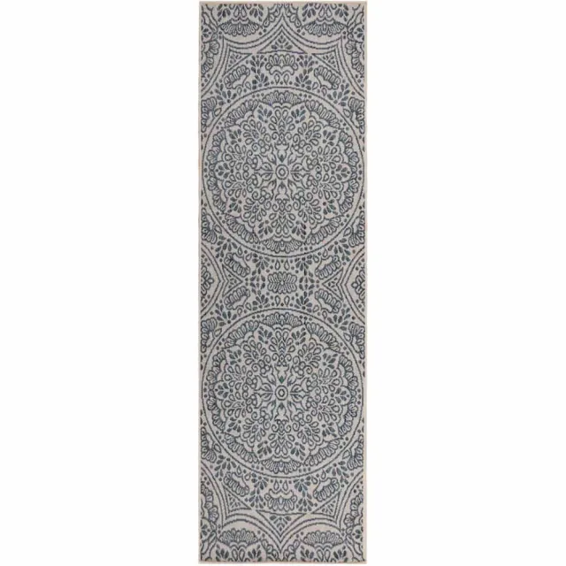 vidaXL Buitenkleed met patroon platgeweven 80x250 cm blauw