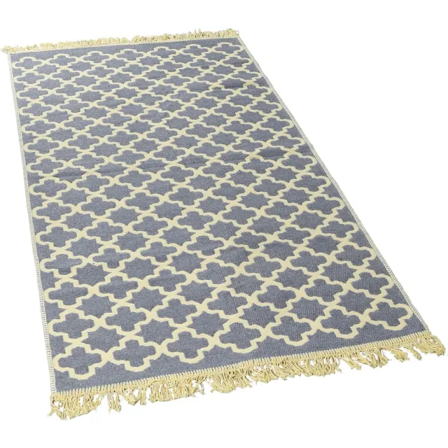 De Groen Home Kelim Vloerkleed | Modern - 240 x 340- Kilim kleed -Woonkamer tapijt - Katoen kilim -Machinewasbaar - Aan beide zijden gebruikt Geel