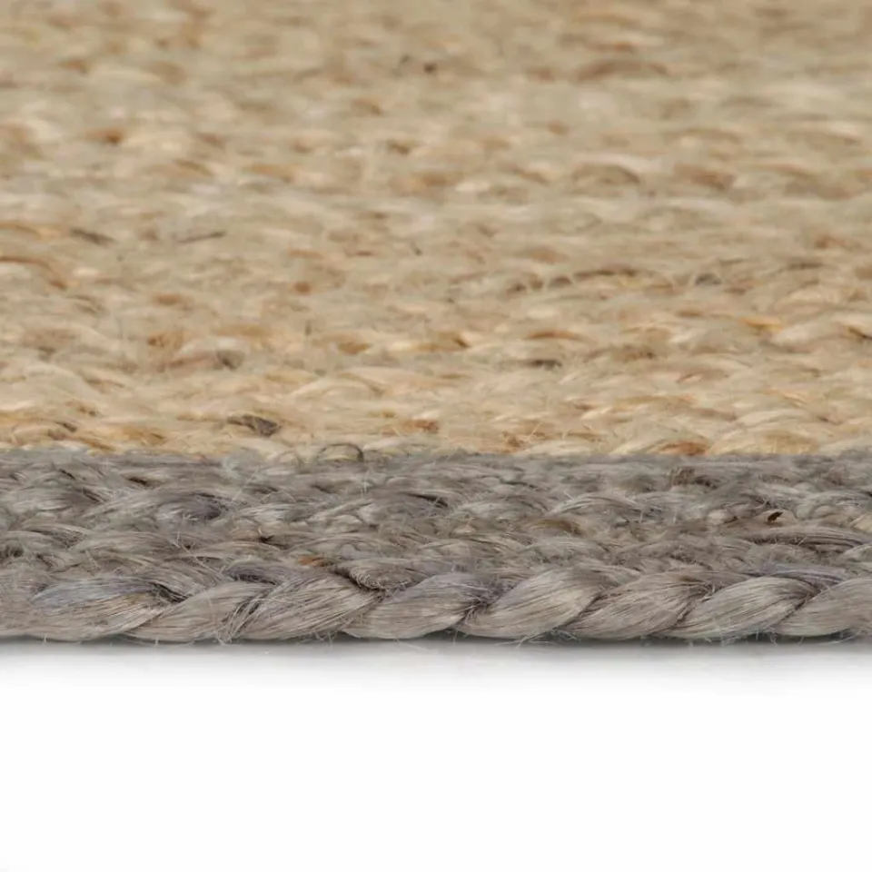 vidaXL Vloerkleed handgemaakt met grijze rand 150 cm jute grijs, foto 3