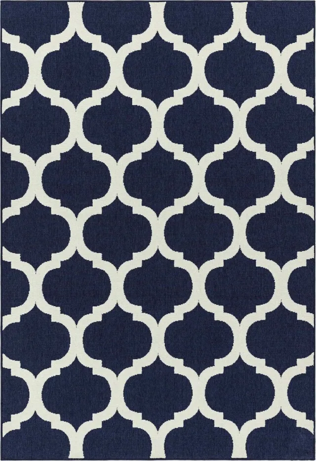 Eazy Living Easy Living - Easy Living Antibes Blue Trellis Vloerkleed - 200x290 - Rechthoek - Buiten,Laagpolig,Structuur Tapijt - Modern - Blauw, Wit