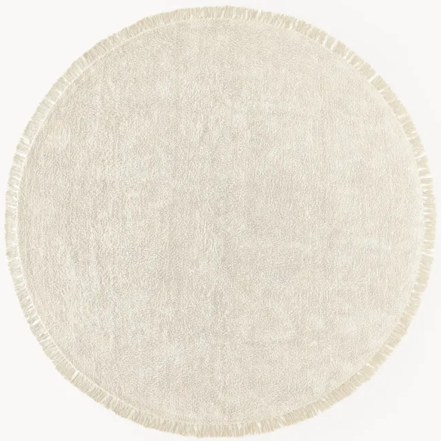 Westwing Collection Rond katoenen vloerkleed Daya met franjes, handgetuft Wit