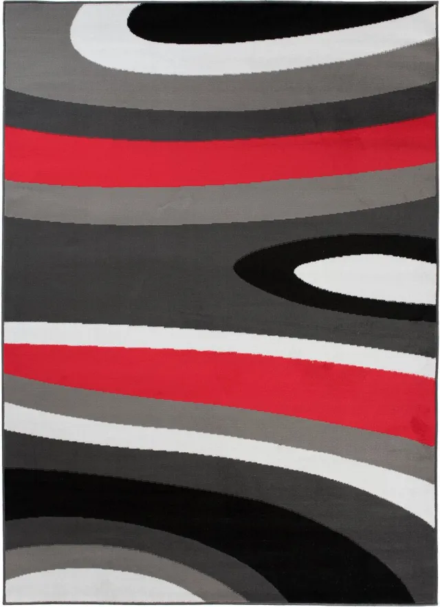 Tapiso Maya Vloerkleed Antraciet Laagpolig Rood Tapijten Maat- 200x250 Grijs Rood 4