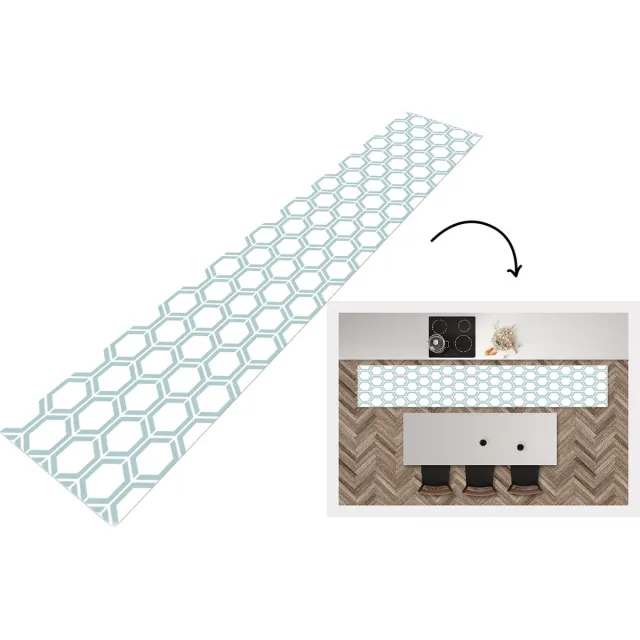 KitchenYeah Keukenloper - Keukenmat - Patroon - Lijn - Design - Hexagon - Keuken vloerkleed Multicolor