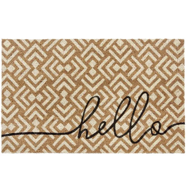 Hanse Home Kokos Deurmat voor Binnen 45x75cm – Buitendeurmat Kokosmat Vuilvangermat Welkom Design Weerbestendig, Antislip voor Entree & Beschutte Buitenruimte – Natuurlijk Welkom ontwerp