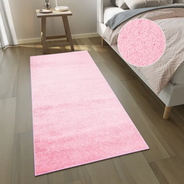 Tapiso Delhi Vloerkleed Roze Hoogpolig Loper