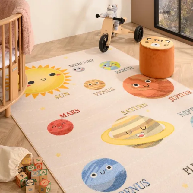 TrueWeave Kindervloerkleed planeten - Joy beige 140x200