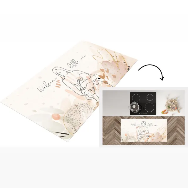 KitchenYeah Keukenloper - Loper keuken - Vrouw - Welcome little one - Spreuken - Quotes - Baby - 120x60 cm - Keukenloper vinyl Multicolor
