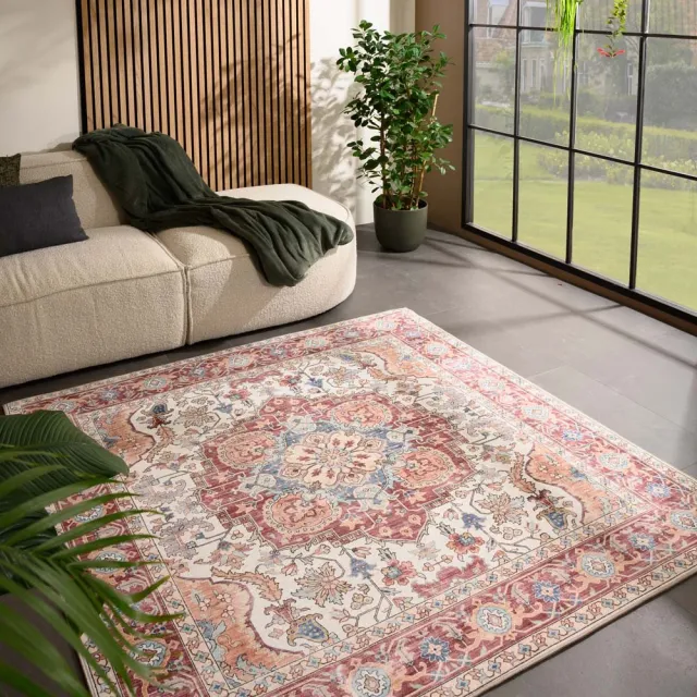 Heritaged Vintage buitenkleed vierkant - Valenca Fino crème/rood 200x200