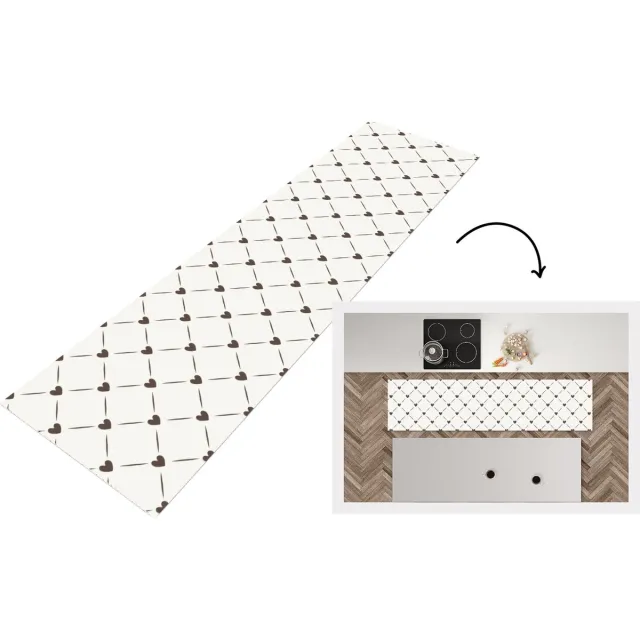 KitchenYeah Keukenloper - Loper keuken - Design - Geometrie - Patroon - Hart - 240x60 cm - Keukenloper vinyl Multicolor