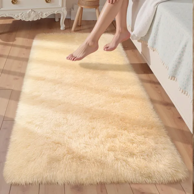 Ibenzoa Zachte Woonkamer Lopers, 60 x 120 cm, Grijze Pluizige Tapijten voor Kinderen en Hal, Antislip Onderkant beige