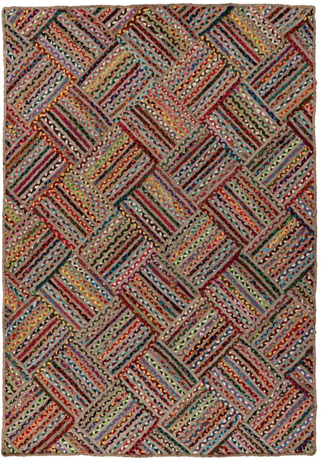 Meghan Lalee Vloerkleed Cancun 330 multicolor – 160 x 230 cm – gerecycled katoen & jute, handgeknoopt