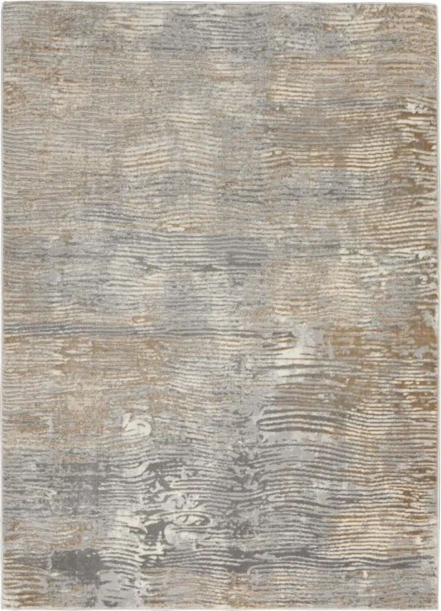 Nourison Vloerkleed Solace Grey Beige - 69x221 cm - Laagpolig Naturel