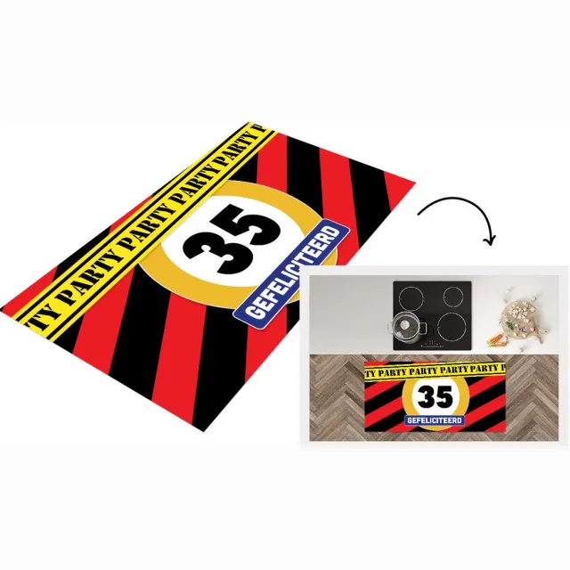 KitchenYeah Keukenloper - Loper keuken - Verjaardag - 35 Jaar - Feest - 120x60 cm - Keukenloper vinyl Multicolor