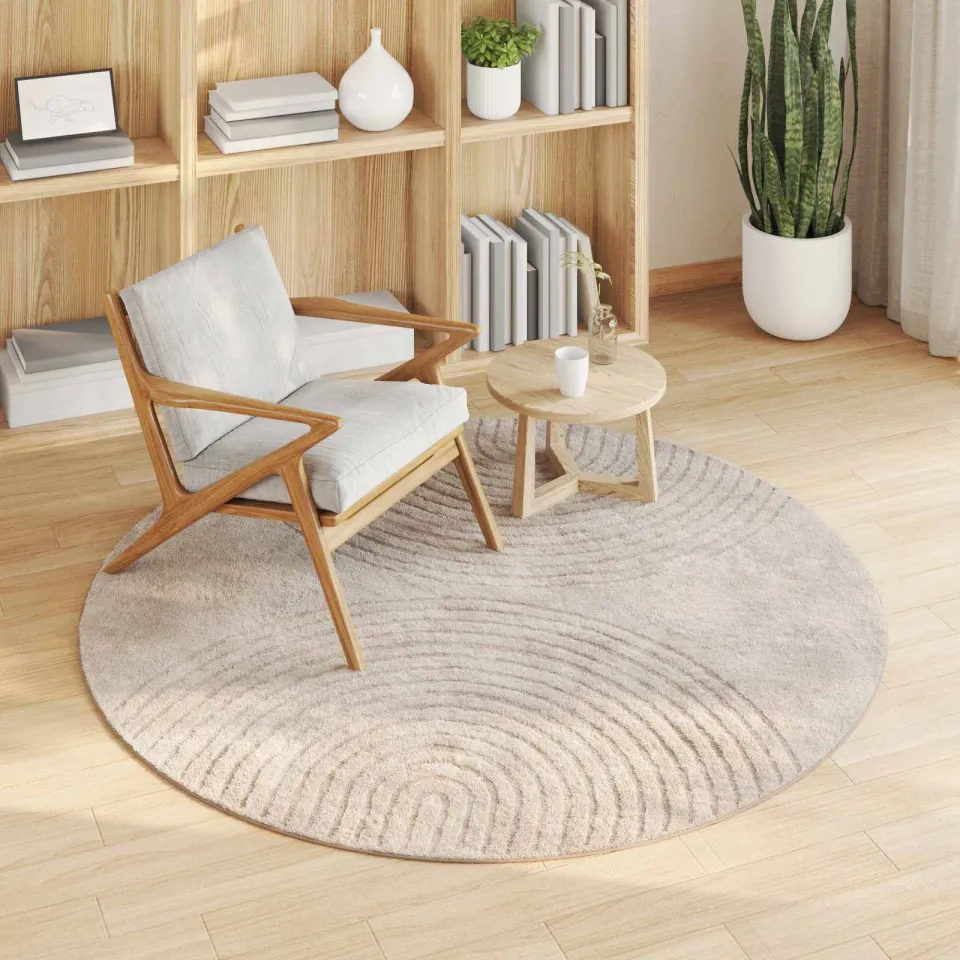 vidaXL Binnen kleed GALATI Beige Ø 160 CM Polyester, foto 3