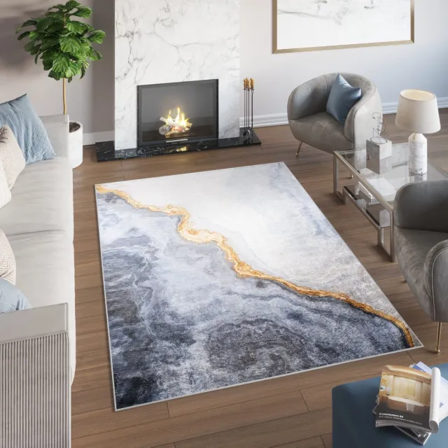 Tapiso Toscana Vloerkleed Modern Grijs Gouden Abstract Tapijt Grijs Gouden 2
