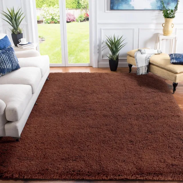 Famanu Hoogpolig Tapijt - Zacht en Antislip - 1 stuk - 160 x 230 cm - Fluweel Kleur Bruin