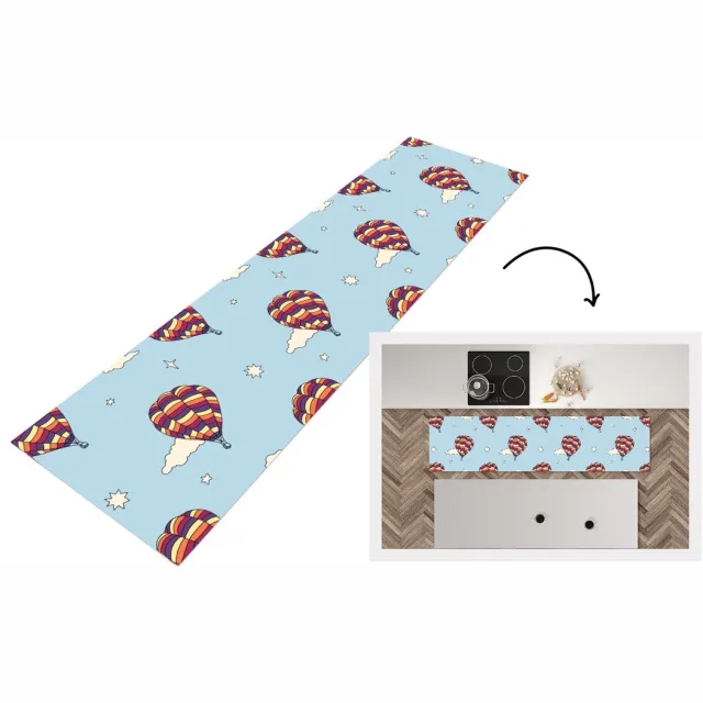 KitchenYeah Keukenloper 200x50 cm - Keukenmat vinyl Design - Vintage - Luchtballon - Keukenmatten loper - Keuken vloerkleed tapijt
