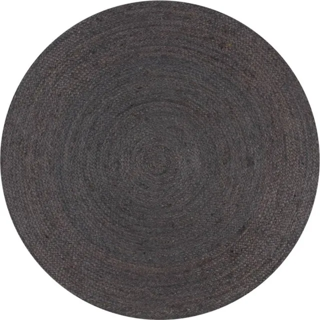 vidaXL Vloerkleed - handgemaakt - rond - 90 - cm - jute - donkergrijs