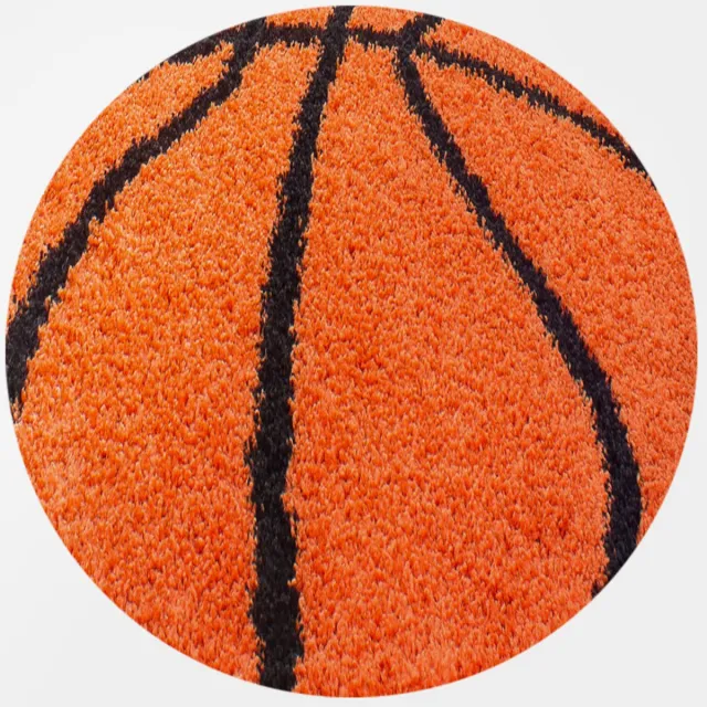 Muratap Fun Basketbal Kinderkamer Rond Vloerkleed Hoogpolig Oranje
