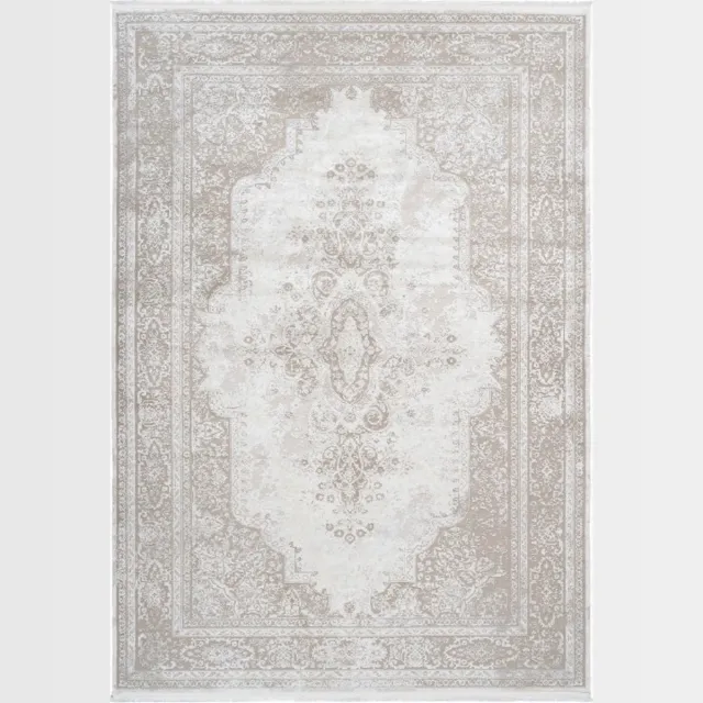 Muratap Luxury Picasso Elysee Laagpolig Velvet Vloerkleed Crème