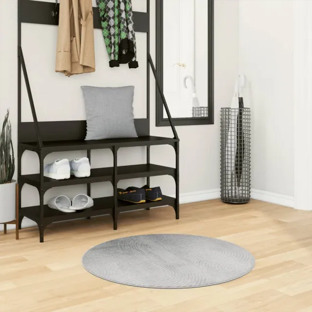 vidaXL Vloerkleed IZA laagpolig Scandinavisch Ø 80 cm grijs, foto 2