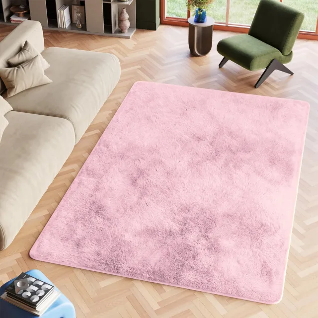 Tapiso Silk Vloerkleed Roze Hoogpolig Woonkamer Slaapkamer Tapijt Maat- 80x150