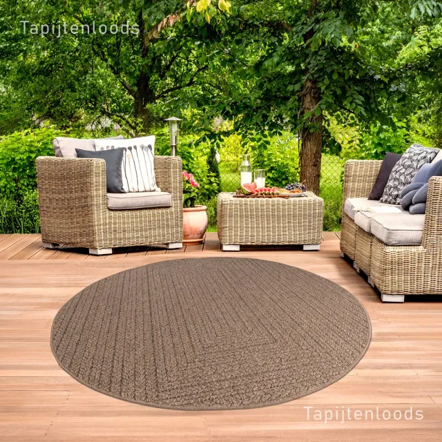 Muratap Sahara Rond Buitenkleed Jute-Look Weerbestendig Vloerkleed Beige