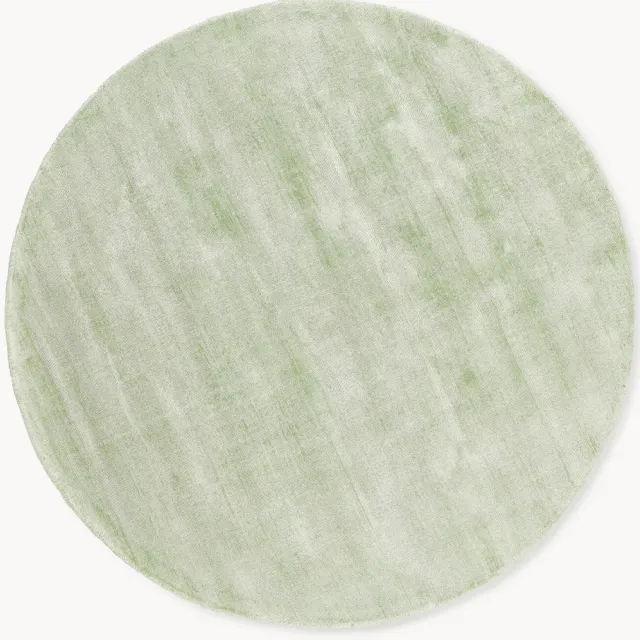 Westwing Collection Rond handgeweven viscose vloerkleed Jane Lichtgroen