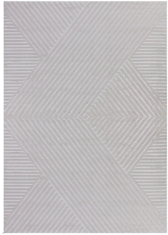 Ayyildiz Sahara Vloerkleed – Zilver – Diagonaal Lijnenspel – Laagpolig & Modern – 160x230 cm