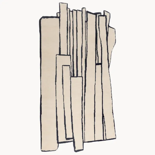 Haus Üger Handgeknoopt wollen vloerkleed Contour Beige