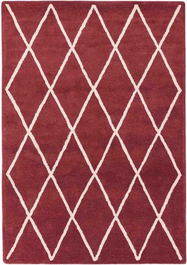 Eazy Living Easy Living - Albany-Diamond-berry Vloerkleed - 160x230 - Rechthoek - Laagpolig Tapijt - Modern - Rood, Wit