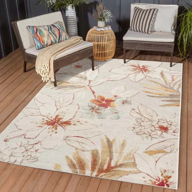 TrueWeave Buitenkleed bloemen - Lilly grijs