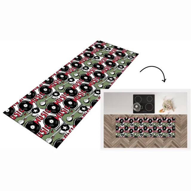 KitchenYeah Keukenloper - Loper keuken - Patronen - Muziek - Vinyl - 150x50 cm - Keukenloper vinyl Multicolor