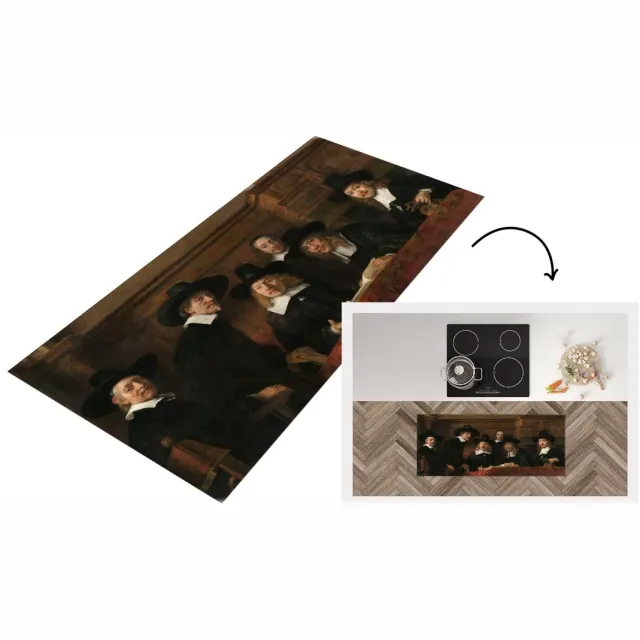 KitchenYeah Keukenloper - Loper keuken - De staalmeesters - Schilderij van Rembrandt van Rijn - Keukenloper vinyl Multicolor