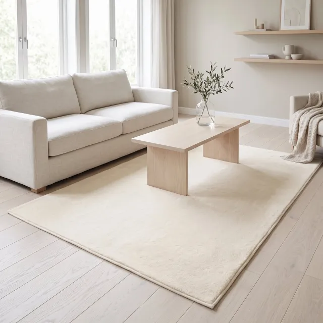 Vika Living Vloerkleed Hoogpolig - Wasbaar - Crème - 150x80 cm