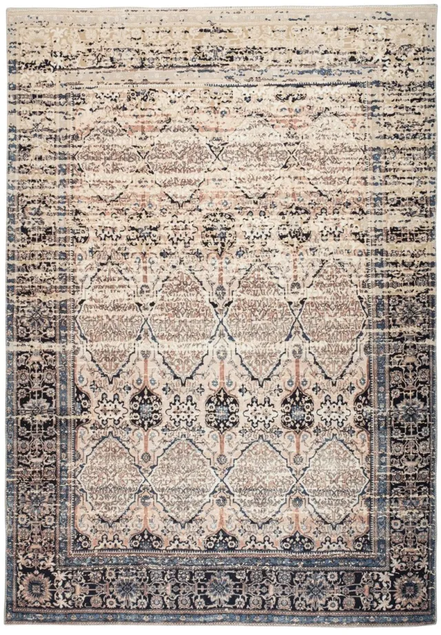 Padiro elegant laagpolig vloerkleed 120 x 180 cm - donkerbeige - oosters vintage patroon - voor vloerverwarming - van polyester en katoen