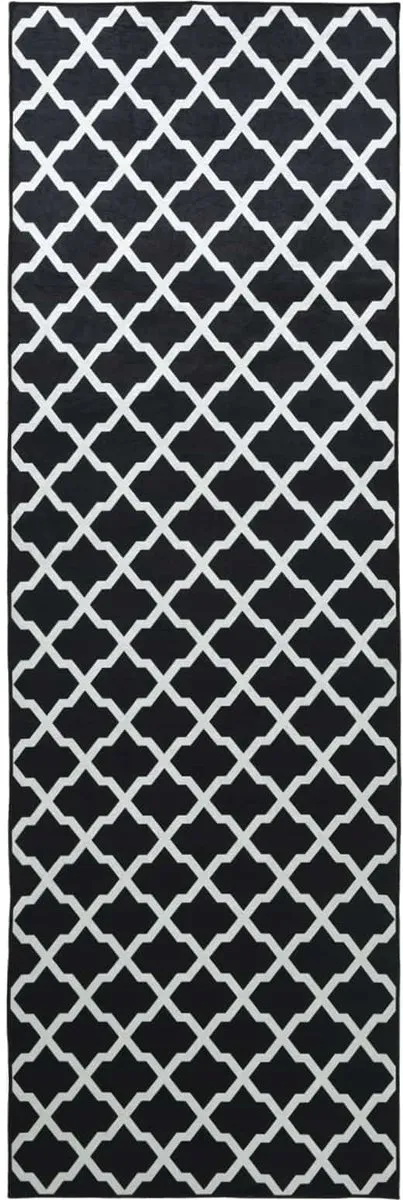 vidaXL Tapijt - Runner - LESAKA - Zwart - en - wit - 80 - x - 400 - cm - Diamantvelvet