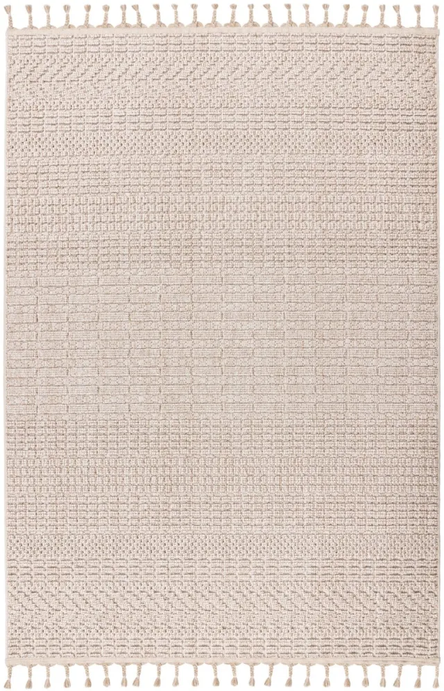 Padiro laagpolig vloerkleed met zachte uitstraling 200 x 290 cm - lichtbeige - modern effen ontwerp - voor vloerverwarming - van polypropyleen en jute