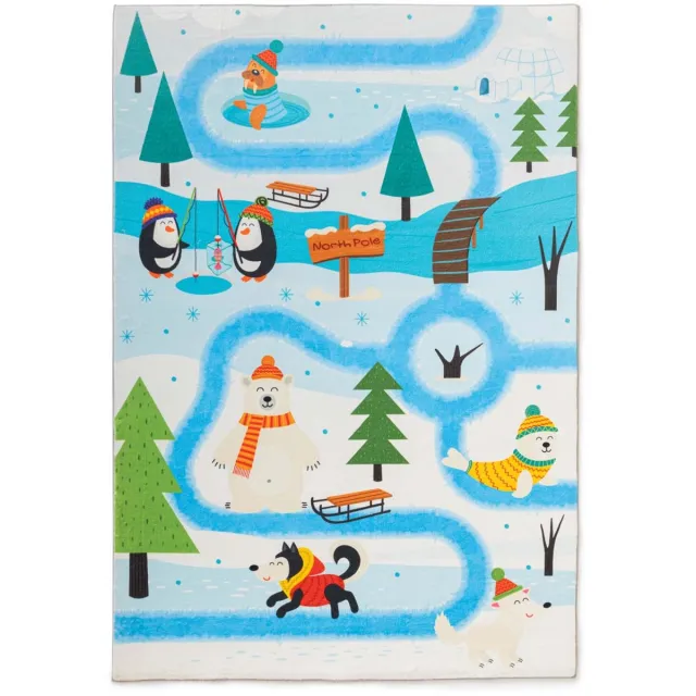 Amiah Zacht vloerkleed kinderkamer - Snugway Winter wit/blauw