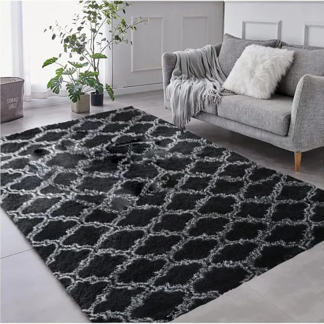 Allecto Plus Hoogpolig Vloerkleed 120 x 200 cm Grijs - Moderne Tapijten voor Woonkamer met Antislip Acherkant en Zacht Materiaal - Wasbaar Any