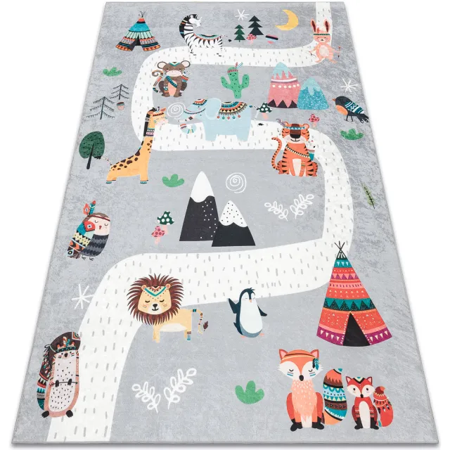 RUGSX Kleden Rugsx BAMBINO 2160 wasbaar tapijt Streets, indianendorp Grijs