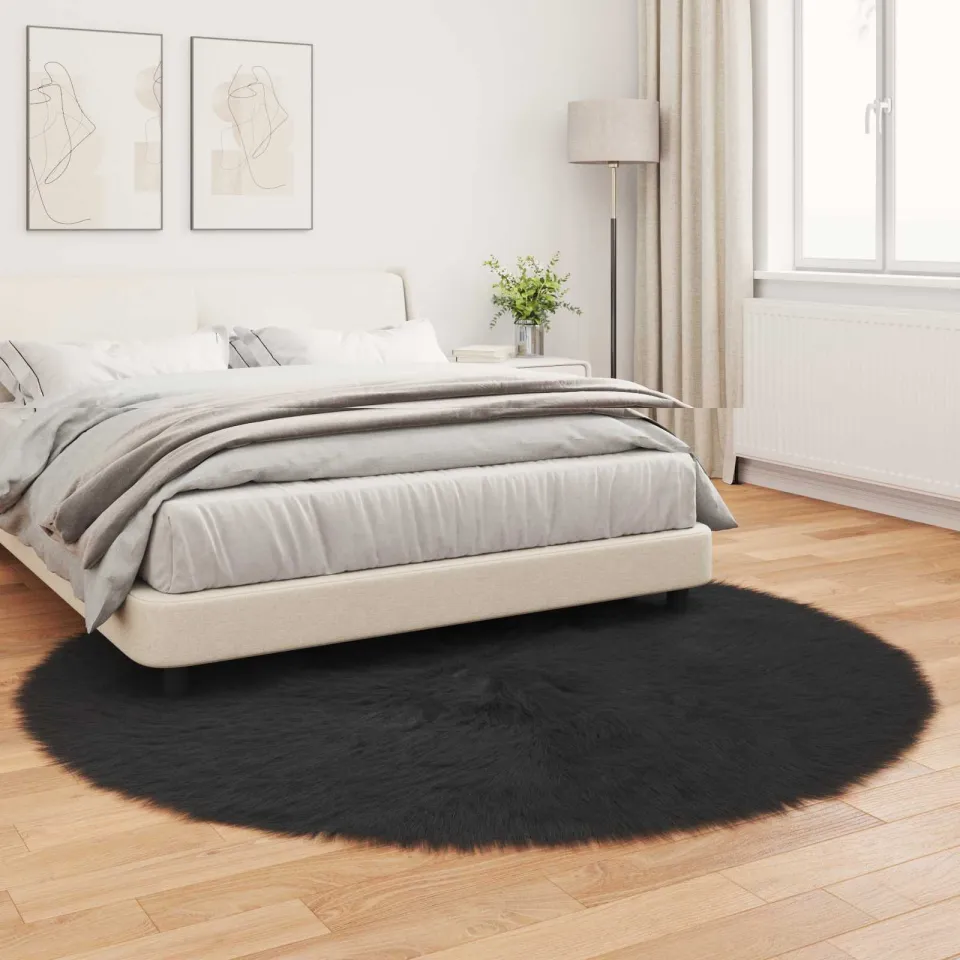 vidaXL Tapijt van imitatie TAFALLA Zwart Ø 200 cm Polyester, foto 3
