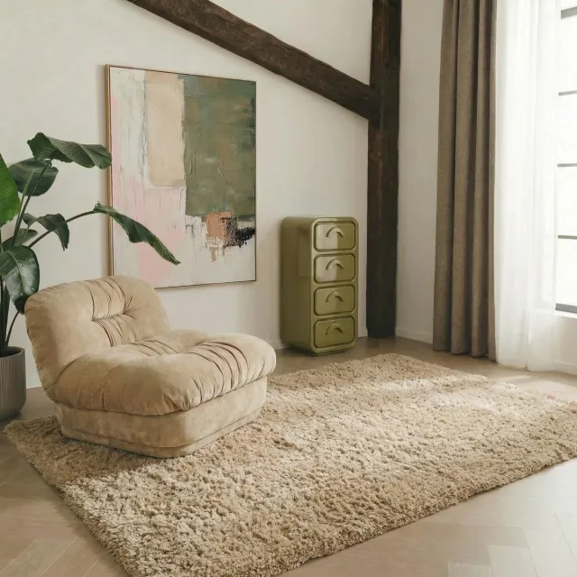 MrCarpet Hoogpolig vloerkleed Beige teddy 160x230cm Mrcarpet