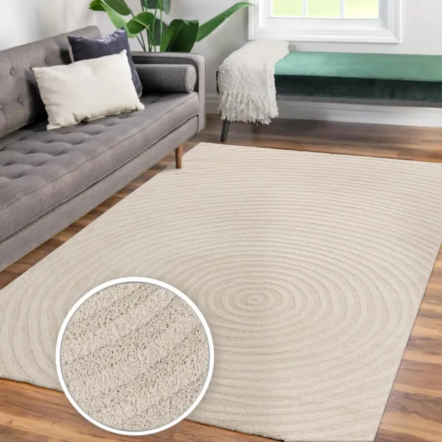 TT Home Woonkamertapijt eetkamer kortpolig Japandi Scandinavisch Boho boog zacht 3D 120 x 160 cm Rechthoek 120 x 160 cm Rechthoek beige
