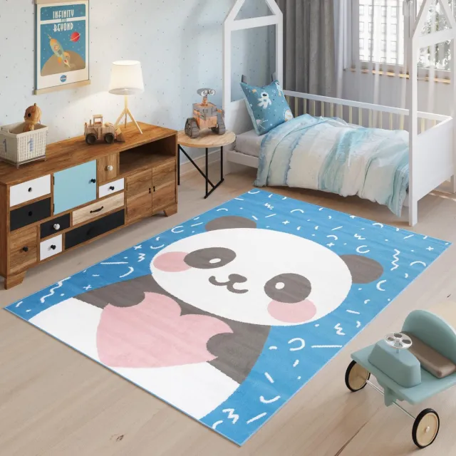 Tapiso Jolly Vloerkleed Dieren Babykamer Kinderkamer Speelkleed Blauw3