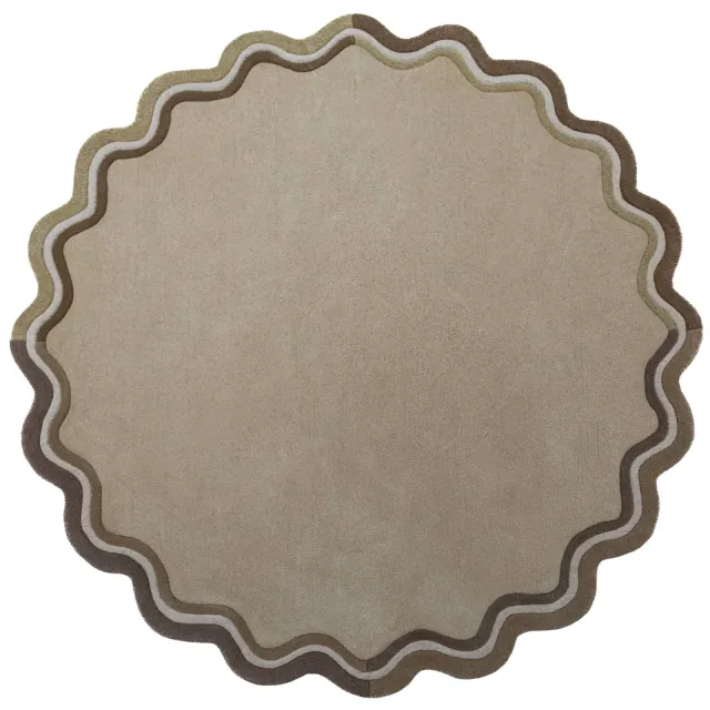 Flair Rugs Leo Scallop Border vloerkleed taupe Ivoor
