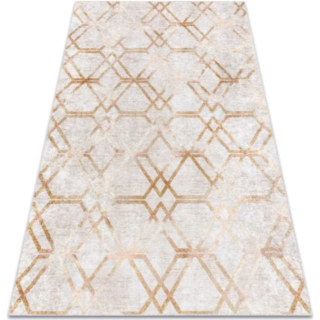 RUGSX Kleden Rugsx MIRO 51805.804 tapijt wasbaar geometrisch, geruite 200x290 cm Goud