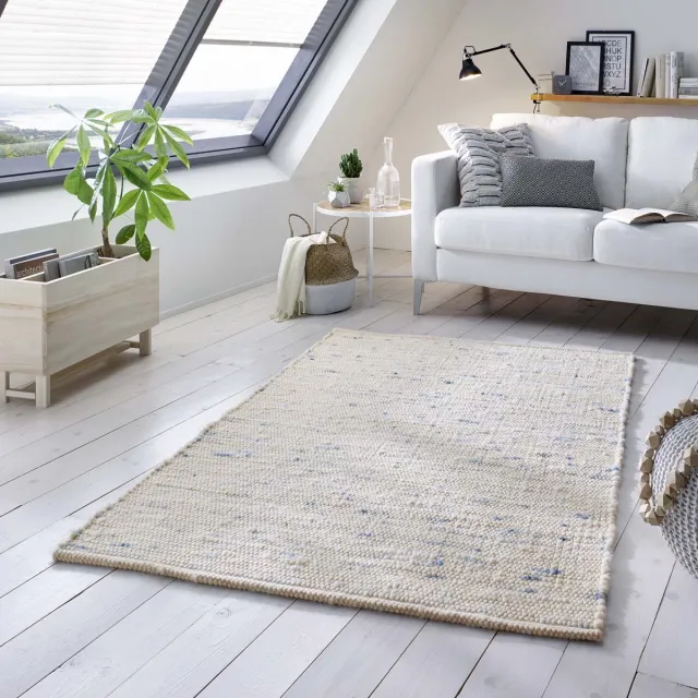 Tapeso Wollen vloerkleed - Oslo crème/blauw, foto 3