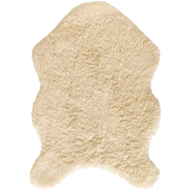 Textino NIEK - vloerkleed 60x90 cm - imitatiebont - schapenvachtvorm - Bleached Sand - beige Lichtbeige