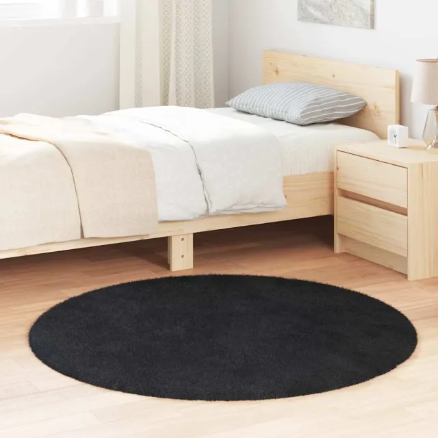 vidaXL Hoogpolig vloerkleed NAVARRA 120x120 cm polyester zwart, foto 2